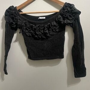 Zara Black Ruffled Off-Shoulder Top